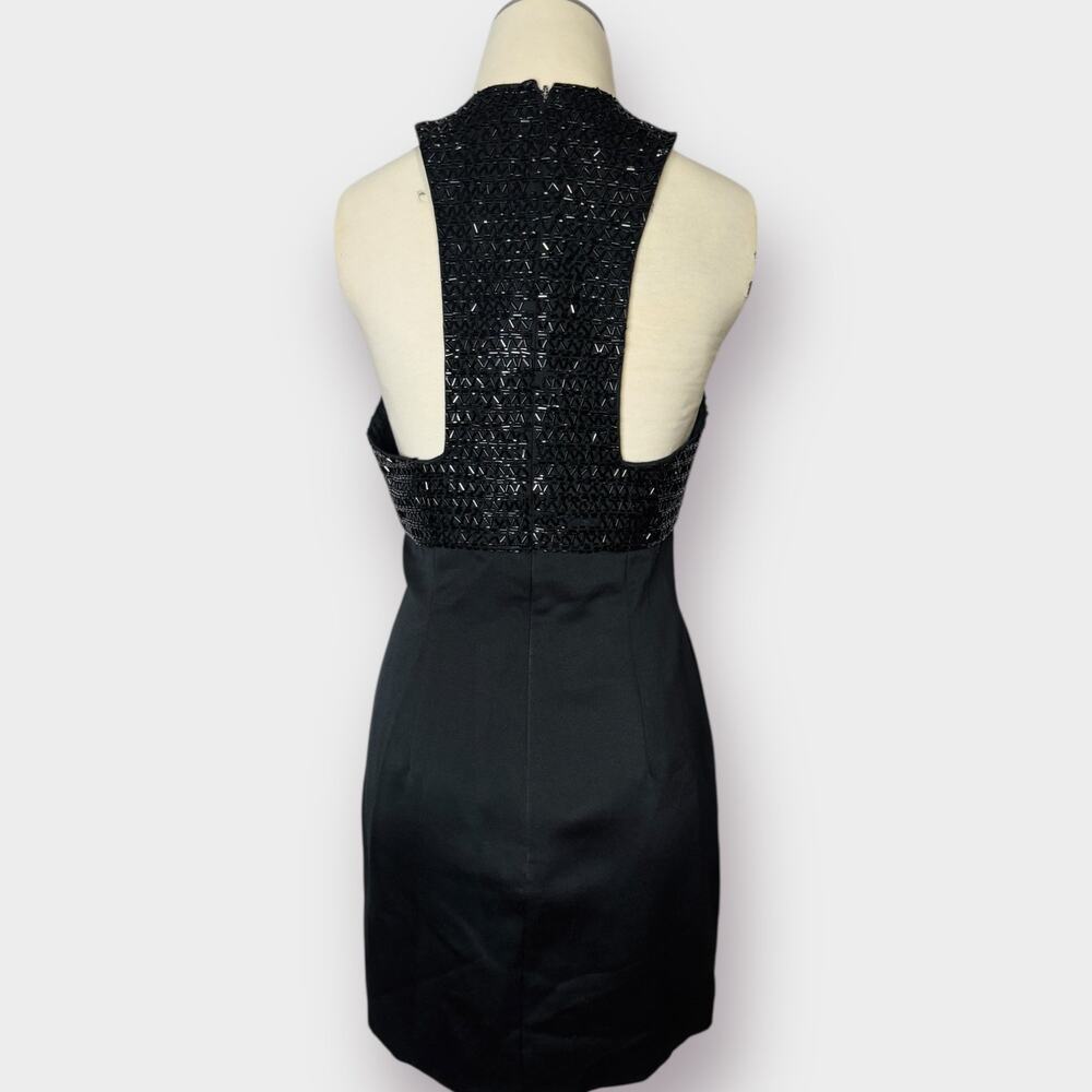 90s‎ Black Tie Oleg Cassini Beaded Mini Dress Size S - Picture 2 of 5